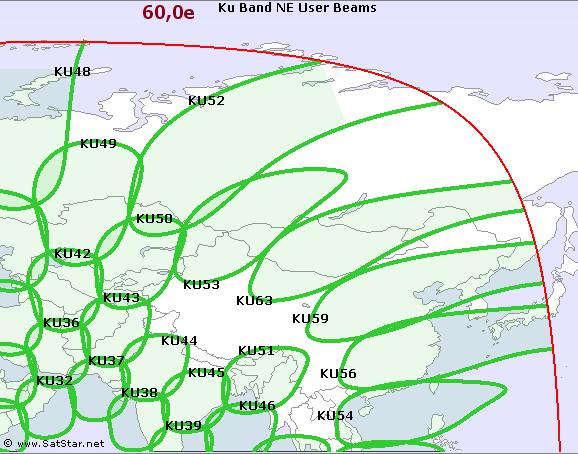 Карта покрытия ямал 601 ка диапазон